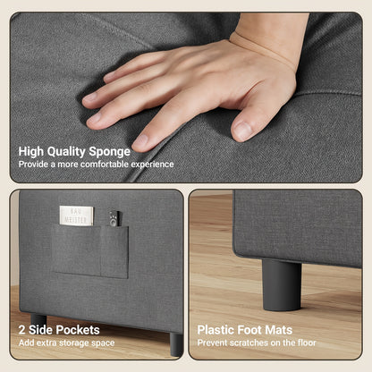 3-in-1 Sleeping Chair Sofa Bed, Convertible Chair With Bed Function, Sofa Bed With Cushion And Side Pocket, Armchair With Sleep Function For Small Apartment (Dark Grey, Light Grey)