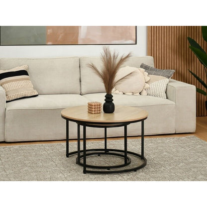 Set of 2 Ruth Natural/BlackAnd METAL TABLES