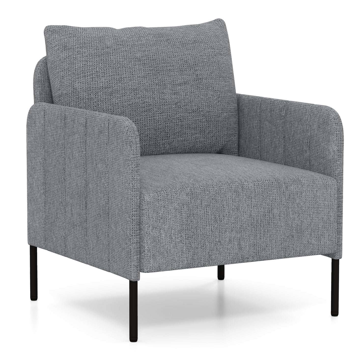 Fauteuil – Accentstoel – Zithoekstoel – Leunstoel – Relaxstoel – Chenille Stof – Diepe Zitting 75 cm – Verstelbare Poten Grijs