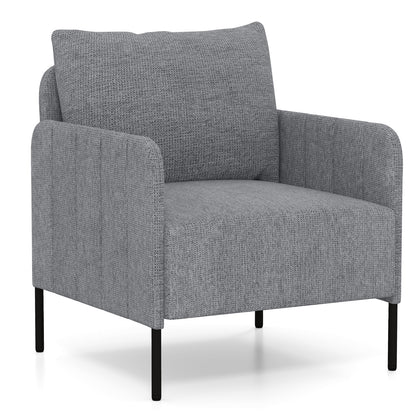 Fauteuil – Accentstoel – Zithoekstoel – Leunstoel – Relaxstoel – Chenille Stof – Diepe Zitting 75 cm – Verstelbare Poten Grijs