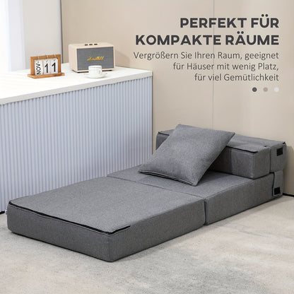 Slaapstoel – Slaapbank – Zetelbed – Logeerbed – Slaapfauteuil – Inklapbaar – Belastbaar Tot 100 kg – Donkergrijs