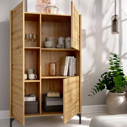 Crono Credenza, High Living Room Buffet, Modern 3-Door Sa Sideboard, 81X43H135 Cm, Available in 3 Colors