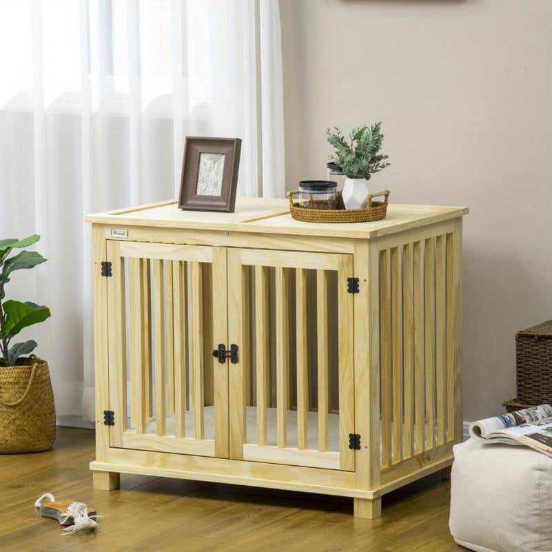 Houten Hondenmand – Hondenhuisje – Huisdierbed – Hondenkussen – Hondenbench – Natuurlijk Hout – Ruim Interieur – Ventilatierooster & Afneembare Tray