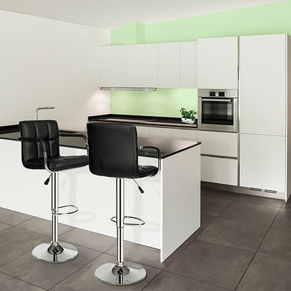 Barstoel – Barkruk – Keukenstoel – Bistrostoel – Barstoelen Set Van 2 – Verstelbare Hoogte 63,5-83,8 cm – 360° Draaibaar Met PU Bekleding En Voetsteun