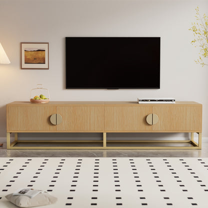 180cm Woodgrain TV Cabinet - Modern Dining Room Cabinet, 4 Doors, Semi-circular Pulls