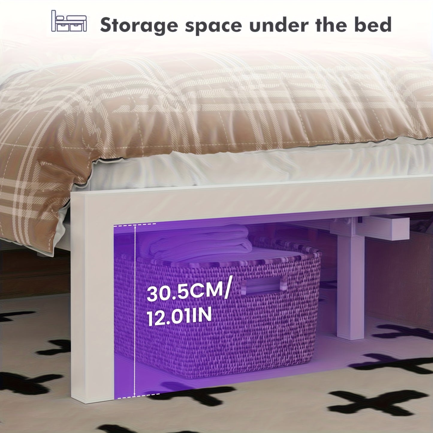 Iron Bed-C088[140X200Cm]White with Bedside Lamp