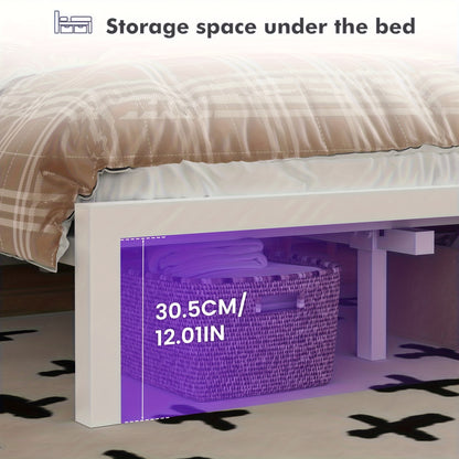 Iron Bed-C088[140X200Cm]White with Bedside Lamp