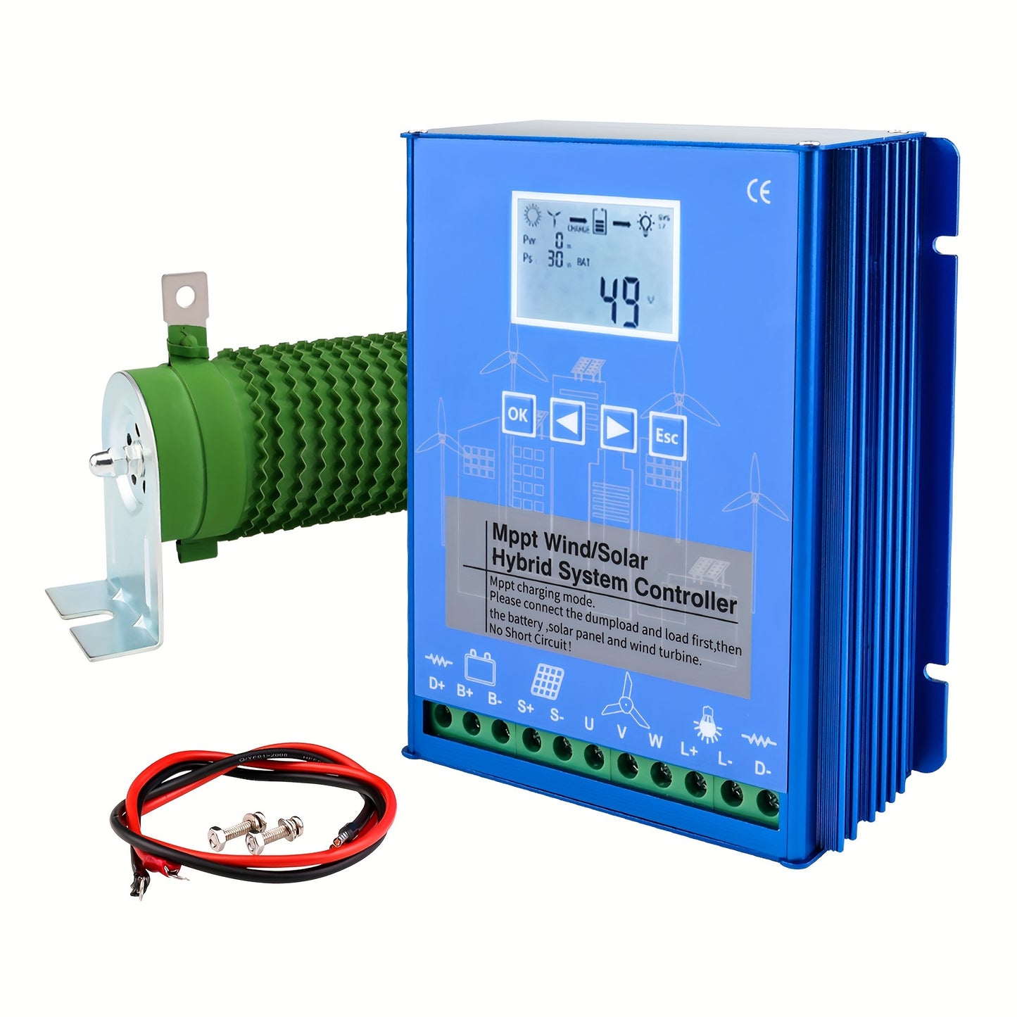 Ladercontroller – Laadregelaar – Laadcontroller Hybride – Zonne-energie Regulator – Windenergie Controller – 48V MPPT Technologie – LCD Display Dump Load Functie
