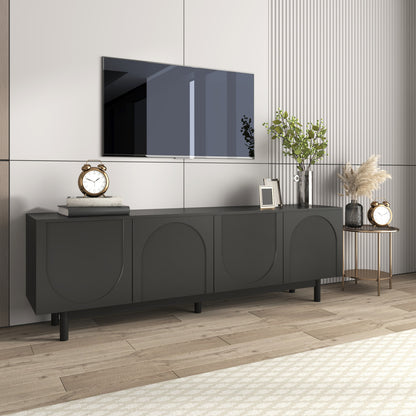 TV Meubel – TV Kast – Televisiemeubel – TV Dressoir – Media Meubel – Verstelbare Plank 127-150 cm – Zwart MDF & Spaanplaat – Lichtgewicht Duurzaam Design