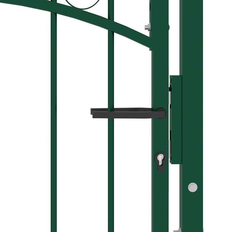 Groene Metalen Tuinpoort – Tuinhek – Toegangspoort – Erfpoort – Opritpoort – Boogvormig Ontwerp – 100 x 100 cm – Weerbestendig Staal Met Slot