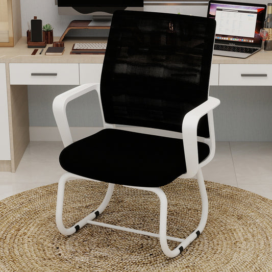 Bureaustoel – Bureaustoel Met Armleuningen – Kantoorstoel – Werkstoel – Ergonomische Stoel – Mesh Rugleuning – Robuust Metalen Frame – Zacht Comfortabel Zitvlak – Navy Blauw