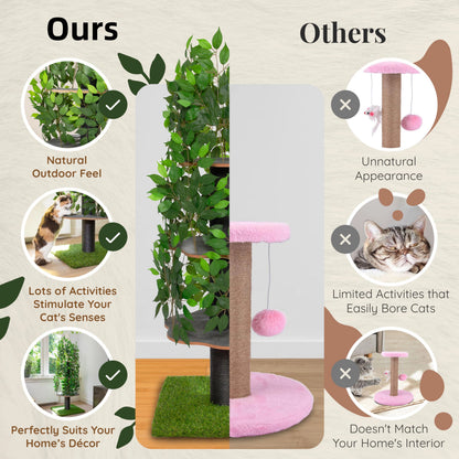 Krabpaal – Kattenboom – Kattenhuis – Kattentoren – Krabmeubel – Multi-level Design – Duurzaam Vezelplaat – Natuurinspiratie Groen