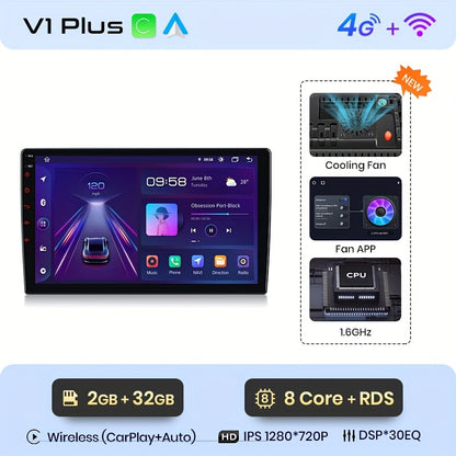 Autoradio – Car Player – Multimedia Speler – Smart Radio – 2 DIN – 9 Inch Touchscreen – 4G Verbinding – Android Auto & CarPlay