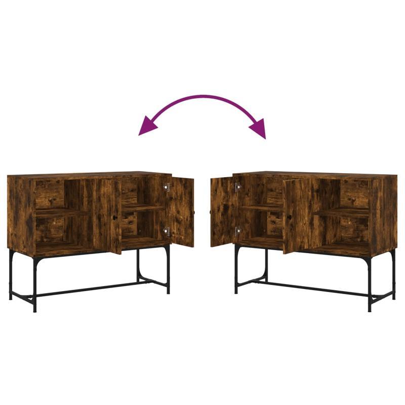 Sideboard 100x40x79.5cm bewerkt wood gerookt oakkleurig Removable storage practical
