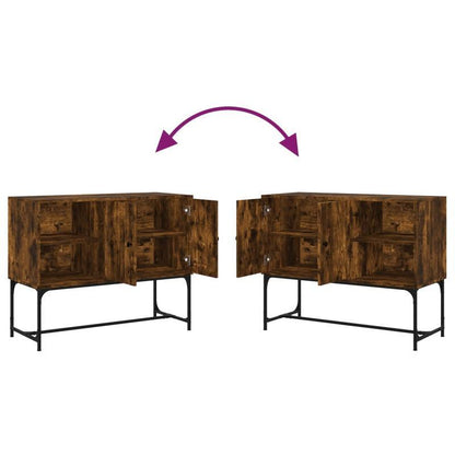 Sideboard 100x40x79.5cm bewerkt wood gerookt oakkleurig Removable storage practical
