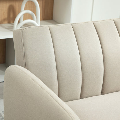 2-zits Bank – Loveseat – Zitbank – Tweezitsbank – Compacte Bank – Scandinavisch Design – Verstelbare Rugleuning 3 Standen – Ademend Linnen Stof Beige
