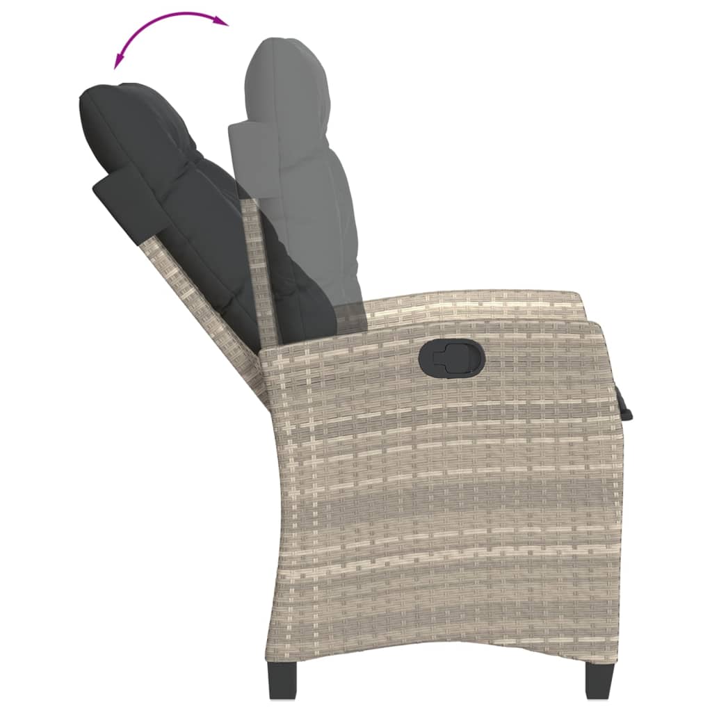 Loungebank – Tuinbank – Loungeset – Buitenbank – Tuinmeubel – PE-Rattan – Verstelbare Rugleuning – Lichtgrijs
