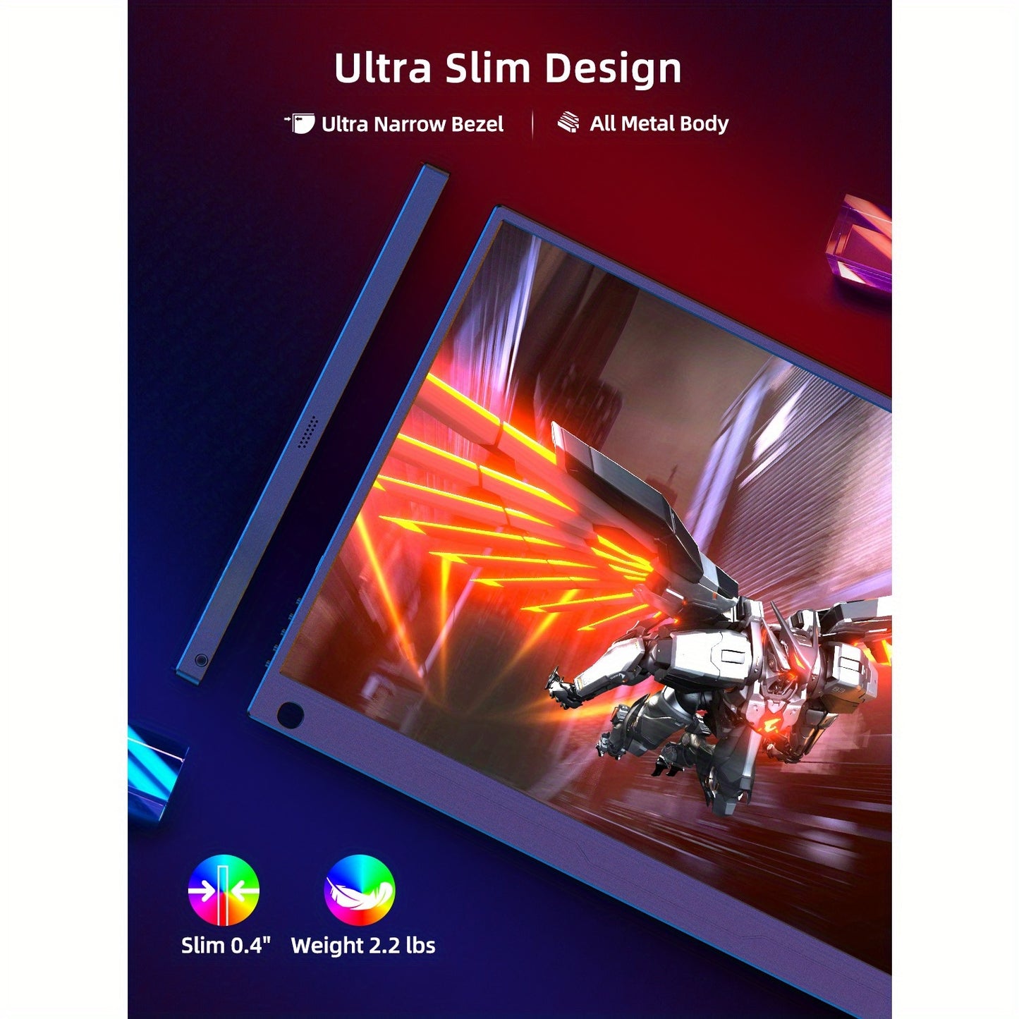 Draagbare Monitor – Portable Scherm – Mobiel Display – Extern Scherm – 17,3 Inch – 144Hz Verversingssnelheid – 100% Adobe RGB Met HDR