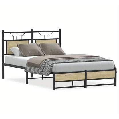 Bed frame without Mattress Oak Sonoma 120x190cm in Chipboard Practical, removable, suitable for all seasons, Guest Bed Setup, Versatile Sleeping Solution, Minimalist Bed Frame, Contemporary Design, Easy Assembly, Removable De