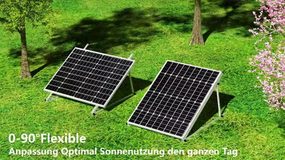 Verstelbare Montagerails Zonnepanelen – Montageset, Montagesysteem, Montagebeugels, Solar Bevestiging – Set Van 4 – 118 cm Aluminium Rails – Kantelbaar 0-90 Graden Zonder Gereedschap