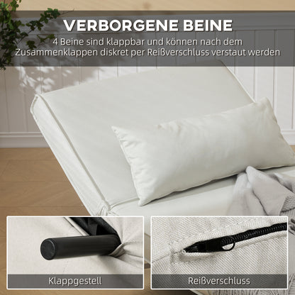 Slaapbank – 2-in-1 Slaapstoel – Bedbank – Loungestoel – Fauteuil – Verstelbare Rugleuning – Compact Formaat 94x78x80 cm – Scandinavisch Design Creme