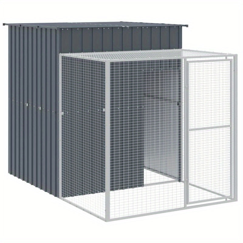 RVS Buitenren – Dierenkooi – Hek – Ren – Gezinsschuur – Duurzaam Gegalvaniseerd Staal – Weerbestendig 165x65x181 cm – Met Deksel Anthraciet