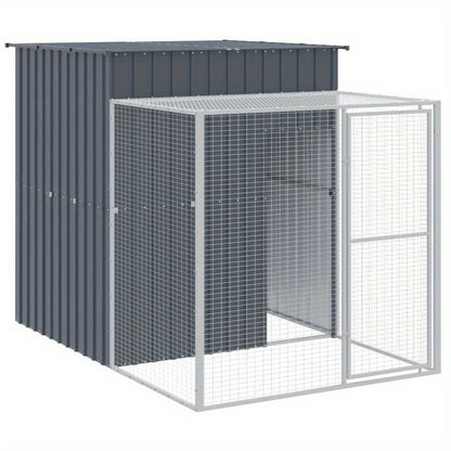 RVS Buitenren – Dierenkooi – Hek – Ren – Gezinsschuur – Duurzaam Gegalvaniseerd Staal – Weerbestendig 165x65x181 cm – Met Deksel Anthraciet