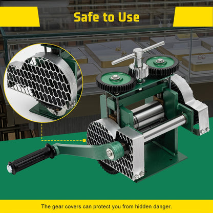 Rollersluiter – Rolling Mill – Metaalroller – Draadroller – Handmatige Walsmachine – Verstelbare Dikte 0,01-18 mm – Gietijzer en Staal