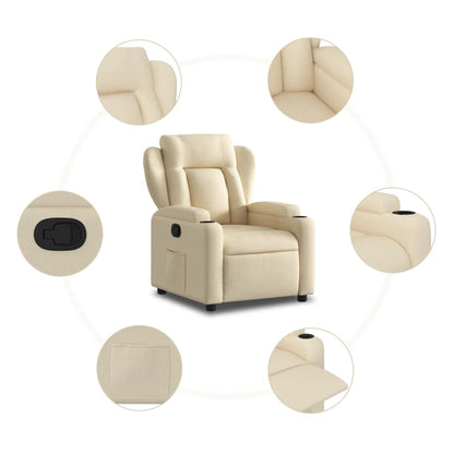 Elektrische Relaxstoel – Fauteuil – Loungestoel – Verstelbare Stoel – Zetel – Elektrisch Verstelbaar Tot 135 Graden – Zachte Ademend Stof Crèmekleur