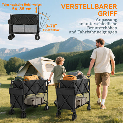 Dubbeldek Transportkar – Trolley – Vervoerswagen – Opvouwbare Kar – Tuinkar – 200 kg Laadvermogen – Waterbestendig 600D Oxford Stof