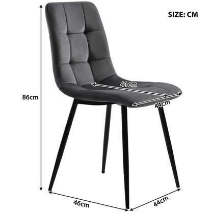 Eetkamerset – Tafel Stoel Set – Diningset – Eettafel Met Stoelen – Wit MDF Marmer – Donkergrijze Velvet Stoelen – Verstelbare Tafelpootjes – Metalen Frame
