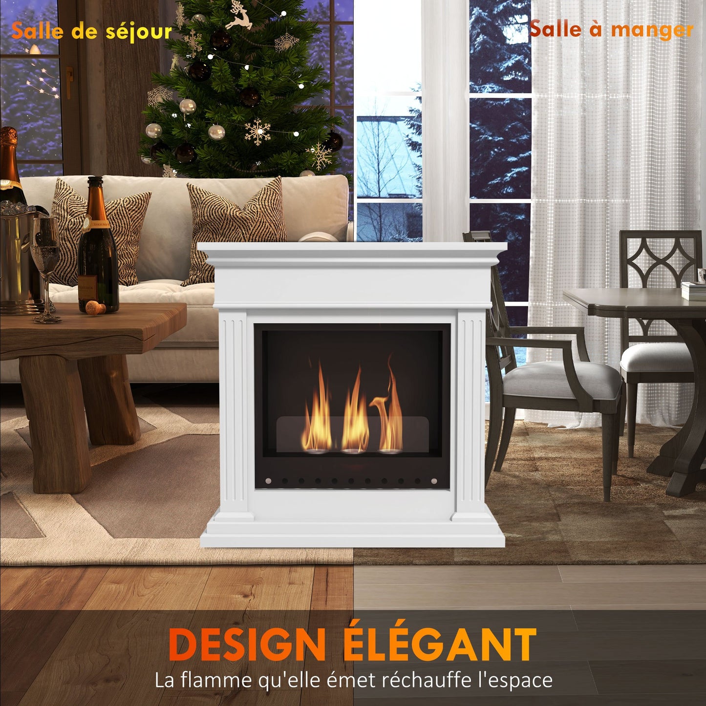 Biohaard – Bio Ethanol Haard – Sfeerhaard – Vrijstaande Haard – Tafelhaard – 3 Branders 0,4L – Geschikt voor 16-18 m² – Wit