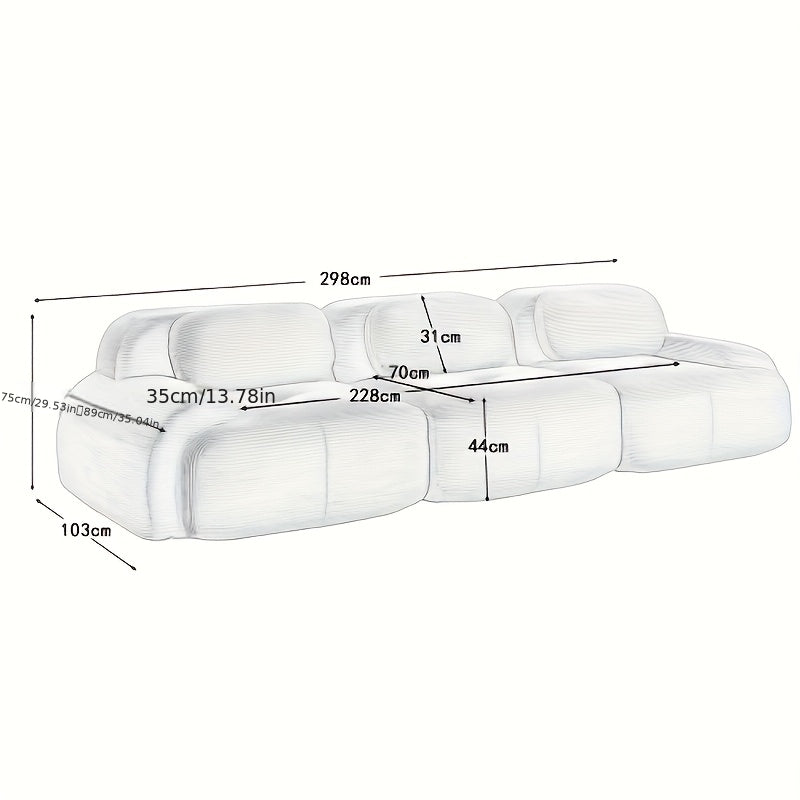 Bank – Sofa – 2-Zitsbank – Hoekbank – Loungebank – Modern Wit – Pluche Kussens – Makkelijk Schoon Te Maken