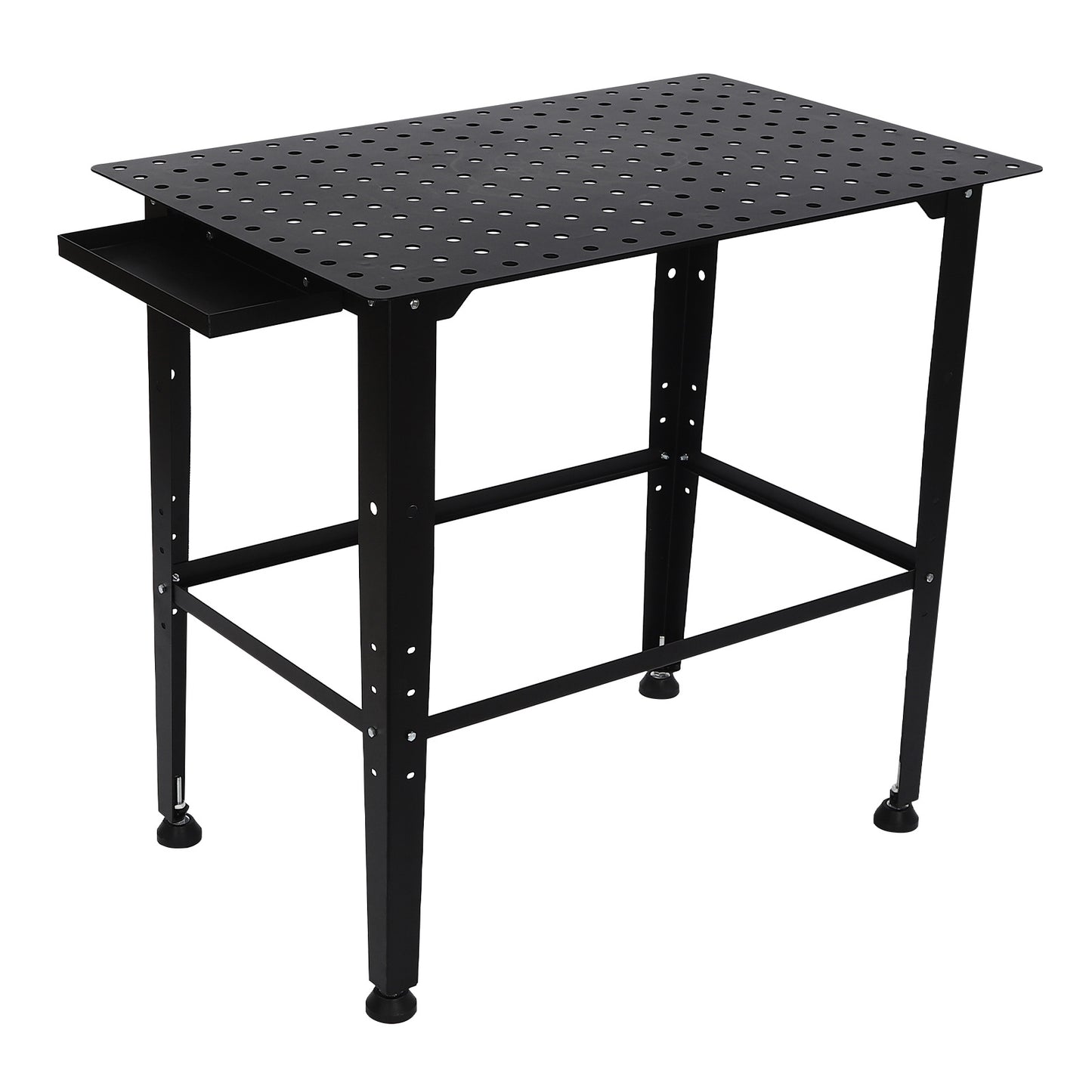 Werkbank Lassen – Werktafel – Montagebank – Lasklemtafel – Werkruimte – Verstelbare Hoogte – Draagvermogen 598,74 kg – Dubbele Opbergplank – Stalen Frame – Compact 91x61 cm – Zwart