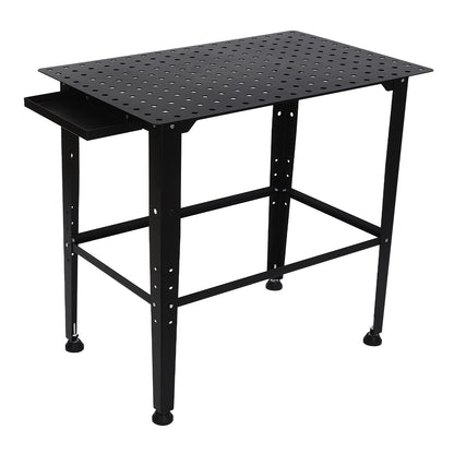 Werkbank Lassen – Werktafel – Montagebank – Lasklemtafel – Werkruimte – Verstelbare Hoogte – Draagvermogen 598,74 kg – Dubbele Opbergplank – Stalen Frame – Compact 91x61 cm – Zwart