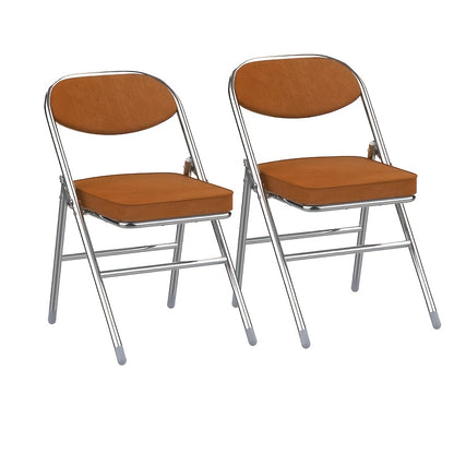 Klapstoel – Vouwstoel – Eettafelstoel – Campingstoel – Tuinstoel – Corduroy Stof – Metalen Frame – Opvouwbaar – Set van 2 – Oranje