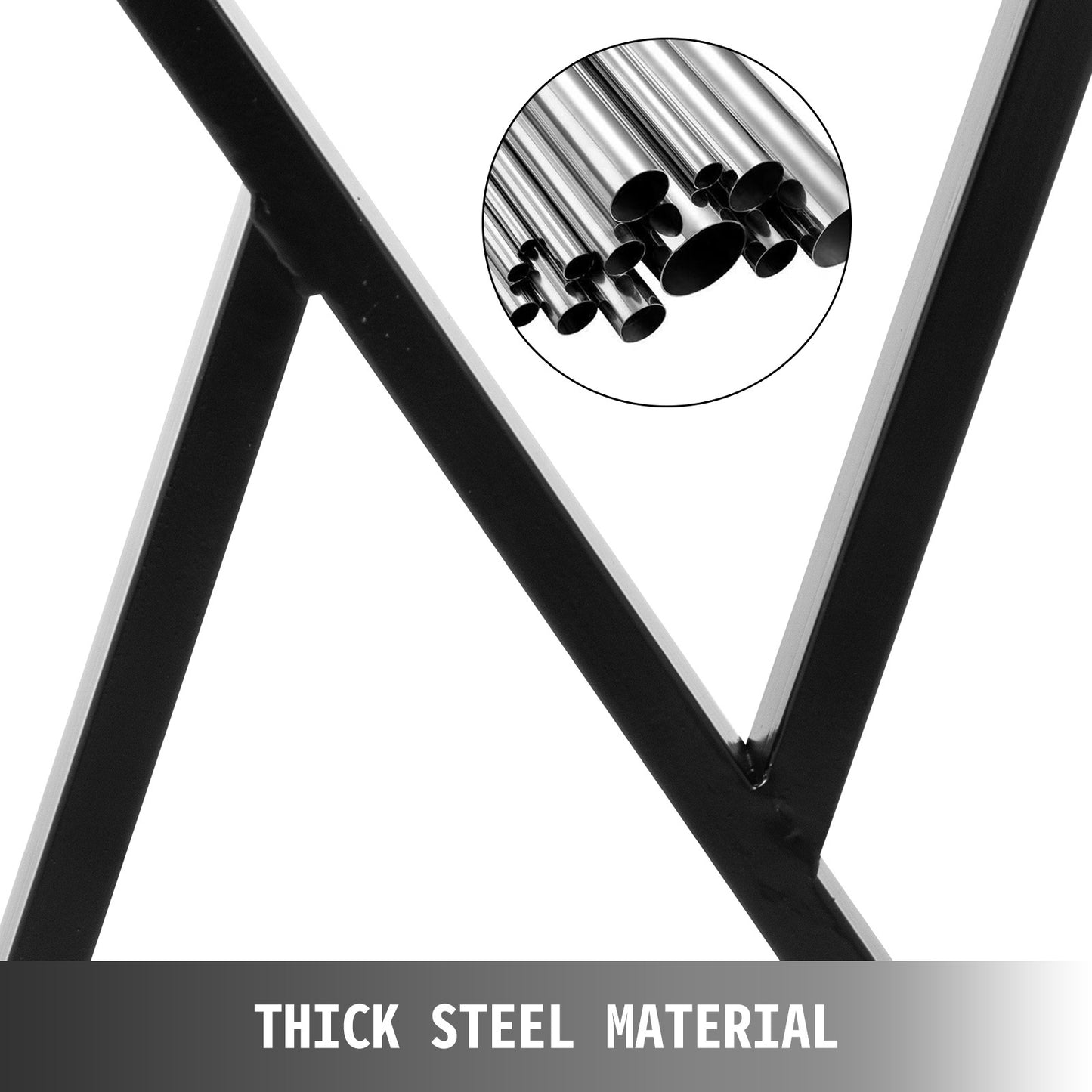 Tafelpoten – Meubelpoten – Tafelpootset – Tafelonderstellen – Metalen tafelpoten – Zwart staal – 71 cm hoog x 61 cm breed – Draagvermogen tot 800 kg