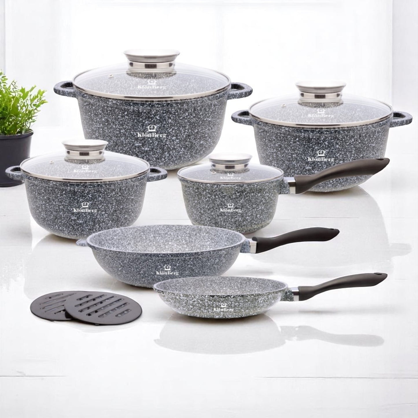 12-delige Kookset – Pannenset – Koekenpannen Set – Inductie Kookpannen – Non-stick Kookgerei – Aluminium – Keramische Antiaanbaklaag – Geschikt Voor Alle Kookplaten
