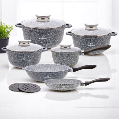 12-delige Kookset – Pannenset – Koekenpannen Set – Inductie Kookpannen – Non-stick Kookgerei – Aluminium – Keramische Antiaanbaklaag – Geschikt Voor Alle Kookplaten