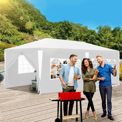 Partytent – Tuinpaviljoen – Feesttent – Tuintent – Paviljoen – 3x6 Meter – Waterdicht PE Materiaal – Met Zijwanden en UV Bescherming - Wit