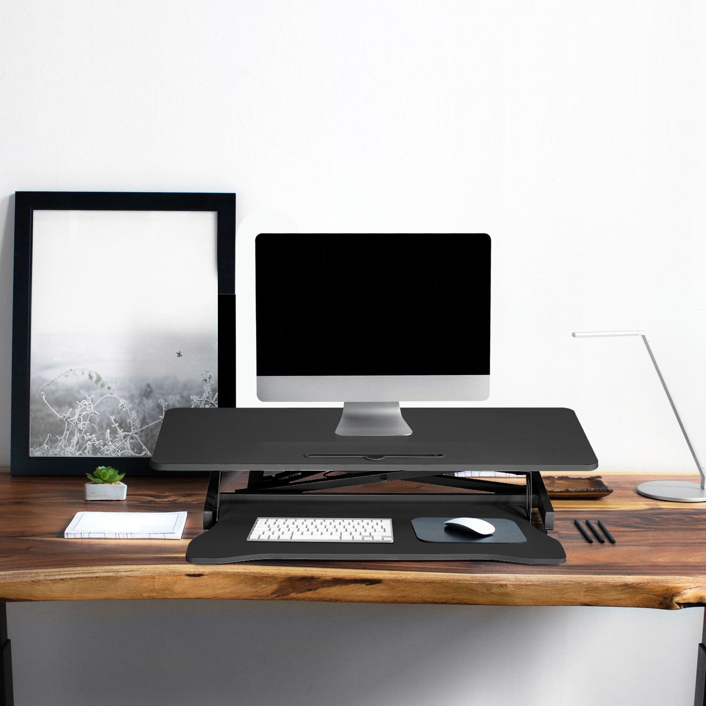 Dubbele Monitorstandaard – Monitor Verhoger – Bureauverhoger – Monitor Lift – Bureau Organizer – Verstelbaar Tot 47 cm Hoogte – Stevig Metalen Frame Houtkleur