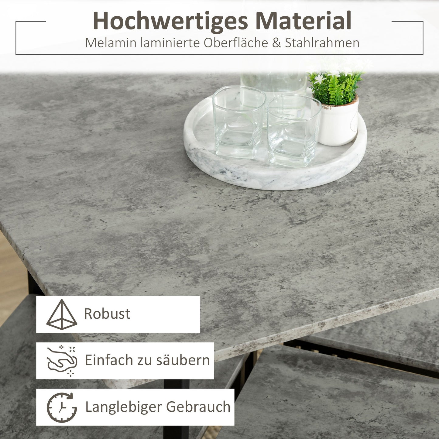 Bartafelset – Barkrukken – Eettafelset – Bistoeltafel – Keukentafel – 5-delig – Industrieel Design – Melamine Tafelblad – Zwart Stalen Frame – Compact 100x60x88 cm