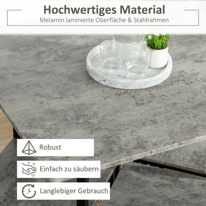 Bartafelset – Barkrukken – Eettafelset – Bistoeltafel – Keukentafel – 5-delig – Industrieel Design – Melamine Tafelblad – Zwart Stalen Frame – Compact 100x60x88 cm