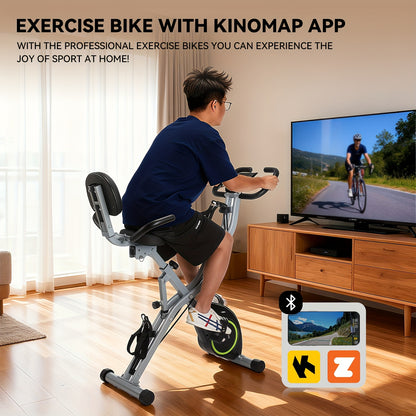 Hometrainer – Fitnessfiets – Spinningfiets – Stoelfiets – Ergometer – Inklapbaar Ontwerp – 8 Verstelbare Hoogtes – Magnetische Weerstand – Hartslagmeter – LCD Display – App Connectiviteit