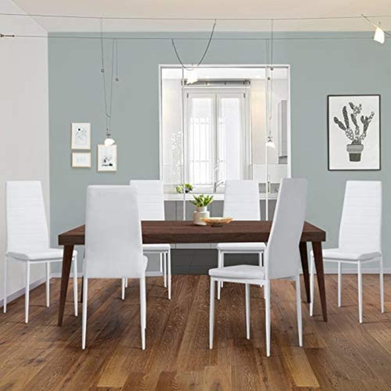 Eetkamerstoelen – Hoge Stoelen – Keukenstoelen – Stijlvolle Stoelen – Minimalistische Stoelen – Set Van 4 – Max. 120 kg Draagvermogen – Onderhoudsvriendelijk Wit
