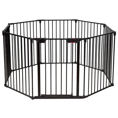 Baby Beschermomheining – Speelhekje – Veiligheidspoort – Hek Voor Baby’s – Gevaarzone Afzetting – Flexibel Instelbaar – Stevig Metaal Met Dubbelvergrendeling – 480 x 74 cm Zwart