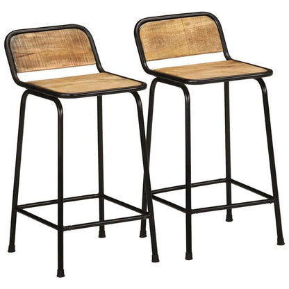 Bar stool 2pcs 46x35.5x80cm rough mango solid wood, Pub Style Stools, Dining Room Furniture, Modern Farmhouse, Contemporary Seating, Backrest Stool, Apartment Living