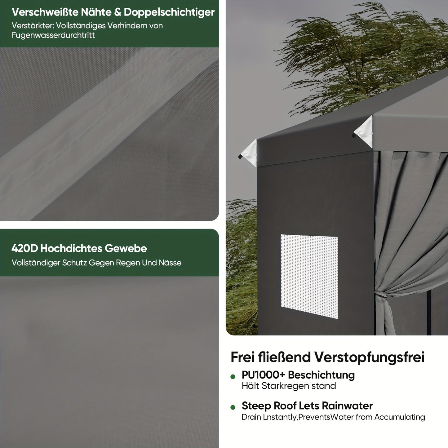 Pop-up Partytent – Vouwtent – Paviljoen – Outdoor Tent – Markttent – 3x3 Meter – Stevig Aluminium Frame – Zijwanden Met Privacyraam