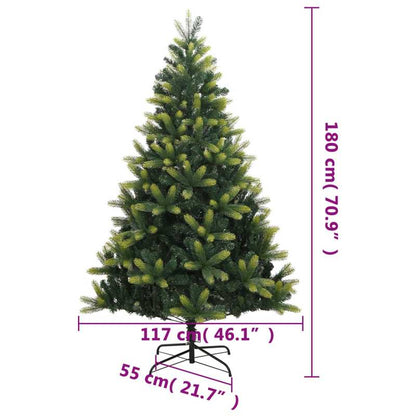 180cm (5'10") Foldable Artificial Christmas Tree with Hinges & Stand - Heavy-Duty Base, Easy Assembly, Sturdy Floor Decoration for Home, Office, Hotel Lobby - Space-Saving Design, No Needed, Lightweight & Sturdy Construction,