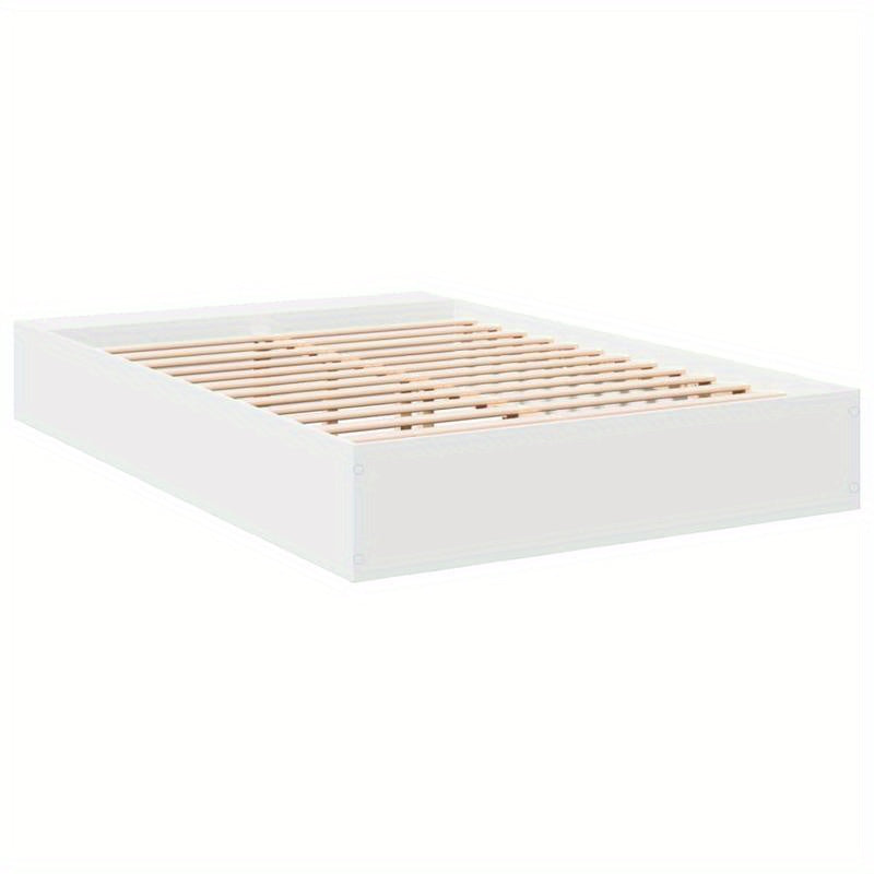 Modern Minimalist White Bed Frame with Under-Bed Storage - Heavy-Duty Hardwood Construction, Easy Assembly, Fits Standard Mattresses - for Small to Large Bedrooms, Bedroom Furniture, Contemporary Design, Durable Wood Construc